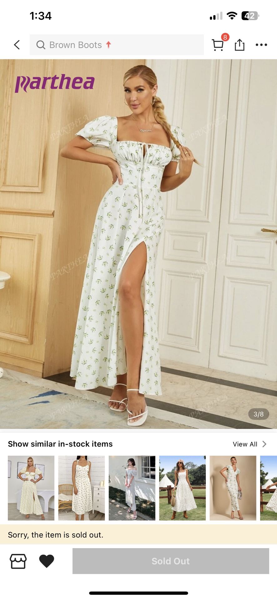 Floral Print Ruched Bust Split Thigh Dress White Size XL