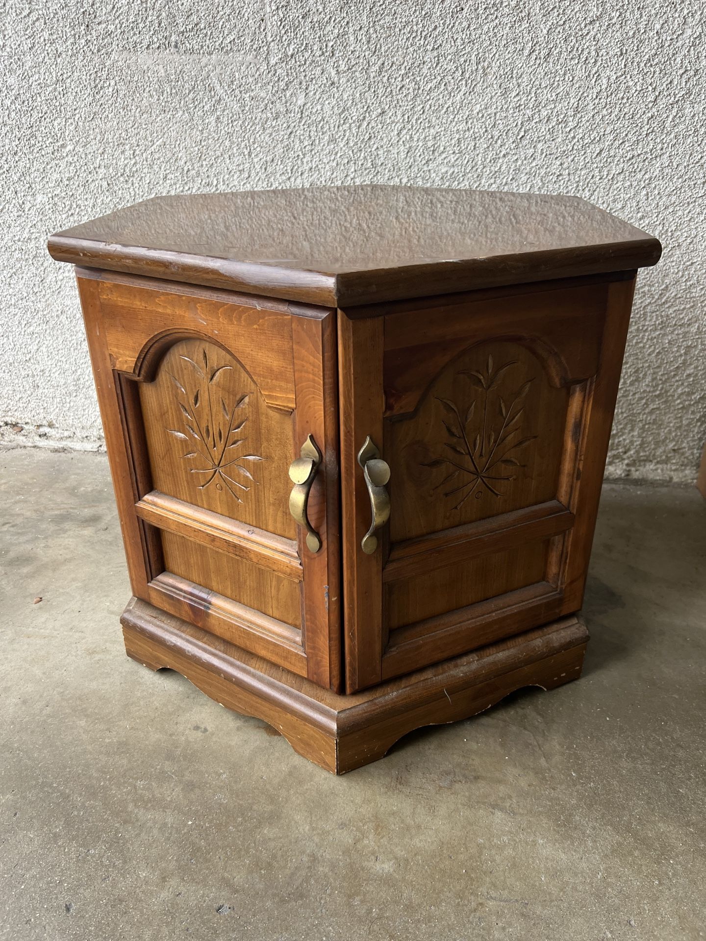 Vintage Octagon Wood Side Table