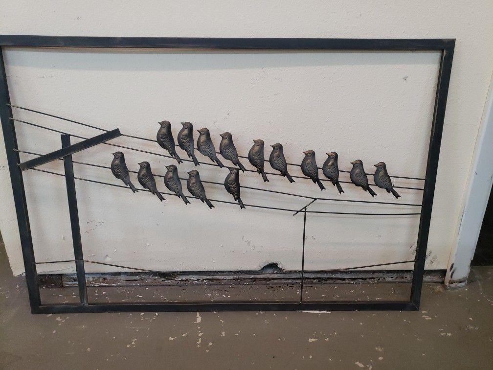 Metal Wall Art. Birds On A Telephone Wire.