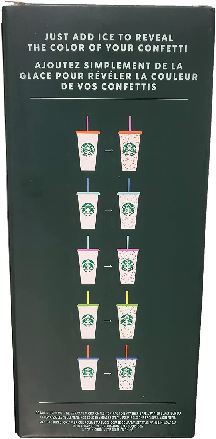 Starbucks Summer 2021 Color Changing Confetti Reusable Cold Cups Summer 24  oz, Set of 5 New in box for Sale in Honolulu, HI - OfferUp