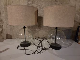 2 large glass lamps