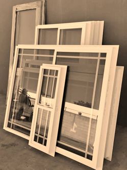 Lot of Assorted Window Frames with Glass