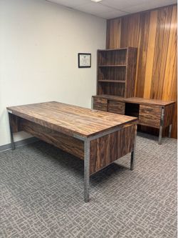 MCM Vintage Knoll Rosewood and Chrome Executive Furniture