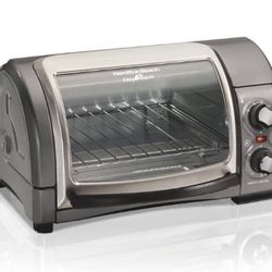 Easy Reach 1200 W 4-Slice Grey Toaster Oven with Roll-Top Door
