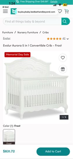 Evolur Aurora 5 in 1 convertible crib