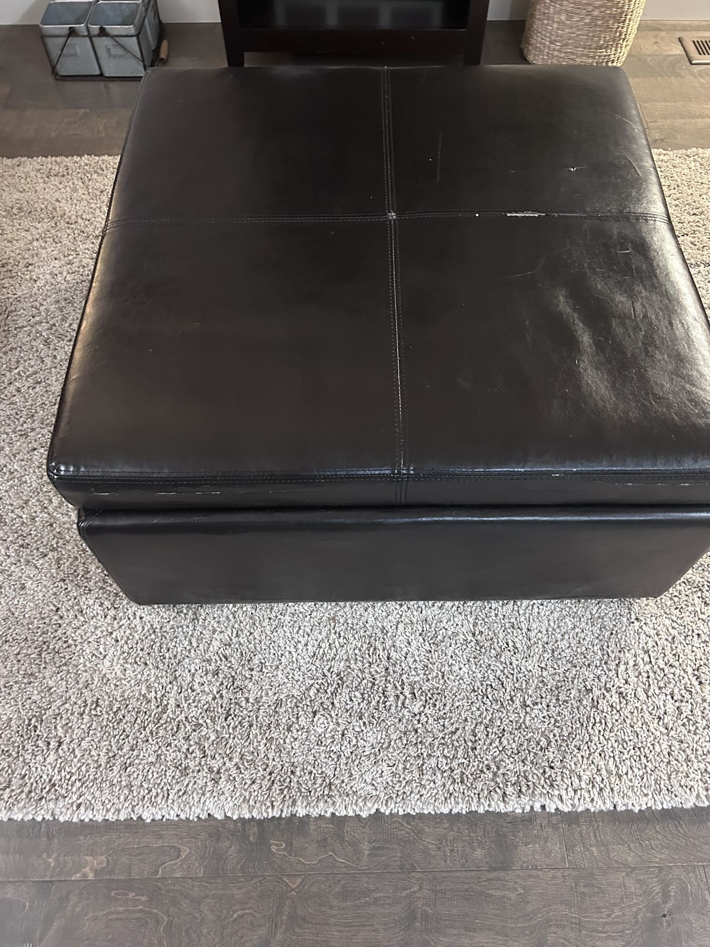 Free Brown Leather Ottoman