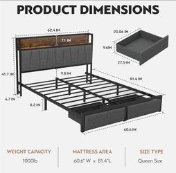 Queen bed with memory foam mattress