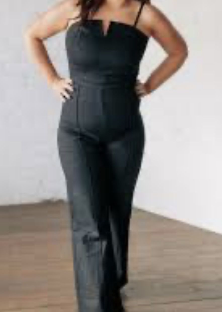 Black Jean Jumpsuit Size L 100% Cotton