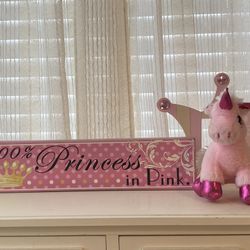 100% Princess in Pink display sign- girls room decor