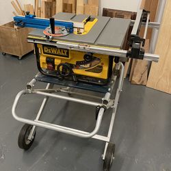 Compact Job Site Table Saw With Rolling Stand And Miter Gauge