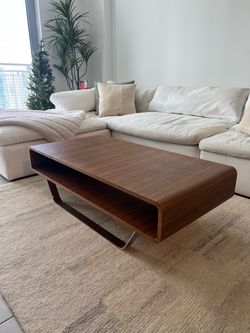 J&M Modern Walnut Coffee Table with Chrome Legs - Like New