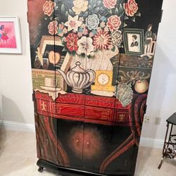 Unique, Solid Wood Hand Painted Armoire