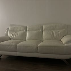 White Leather Authentic Sofa 