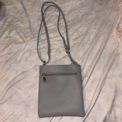 Gray Crossbody Bag with Gold Hardware