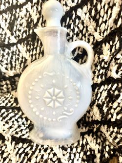Vintage 1957 Pearl Milk Glass Whiskey Empty Bottle Decanter D-334