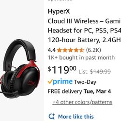 Headset wireless 120 hour battery life barely used