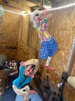 2 vintage hand made marionette puppets