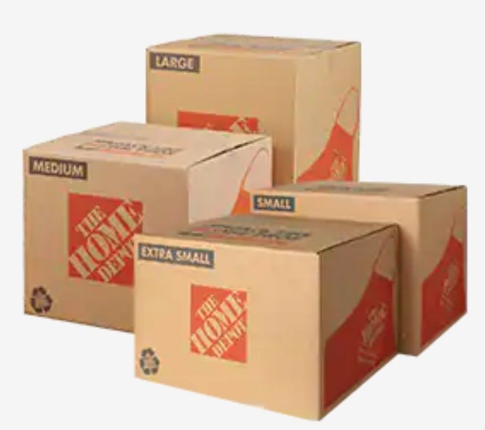 Moving Boxes - Home Depot - 50+ Small, ~18 Medium, ~18 Large, ~5 Extra Small, 2 Wardrobe,