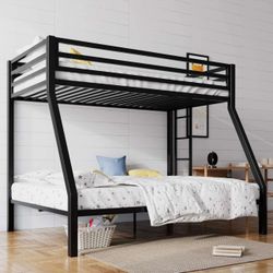 Toddlers, . 📍 Loft Bunk Bed Twin Over Full Size with Ladder Black V-10