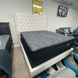 MODERN NEW WHITE QUEEN BED ON SALE ONLY $399. KING BED $499. IN STOCK SAME DAY DELIVERY 🚚 FINANCING AVAILABLE 