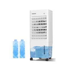 3-in-1 Evaporative Air Cooler, Portable Air Conditioner with Cooling & Humidifier, 3 Wind Speeds, 70° Oscillation, 330 CFM, 2 Ice Boxs, 23’6 Inch 