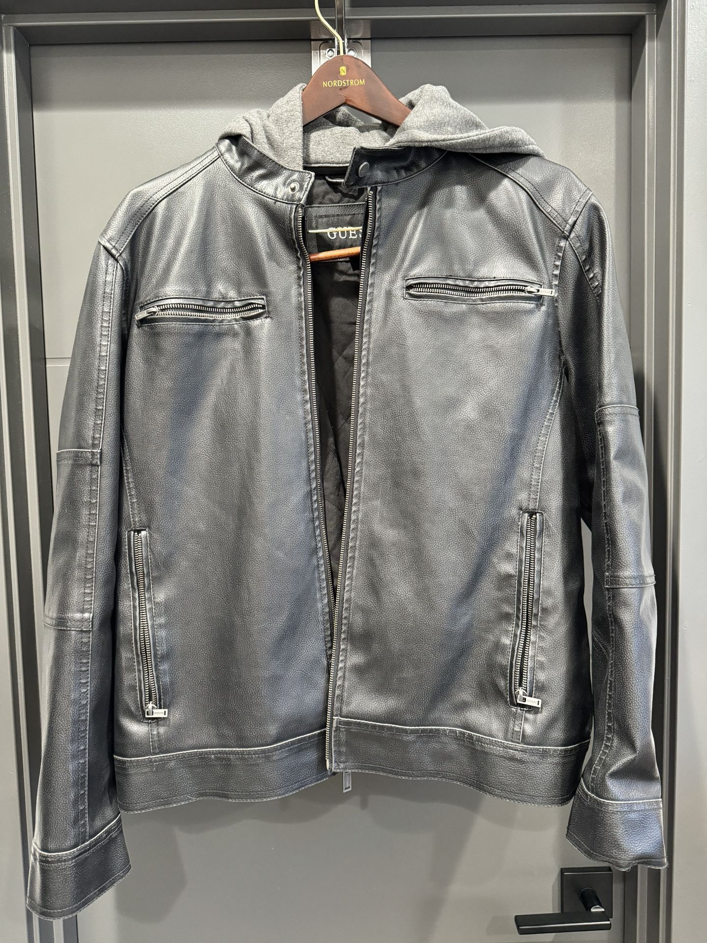 Mens Guess Leather Jacket XL