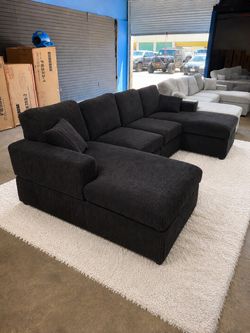 🛋️ New Double Chaise Corduroy Sectional Sofa Couch $10 Down