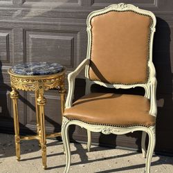 French Provincial Shabby Chic Leather Dining Or Accent Chairs 