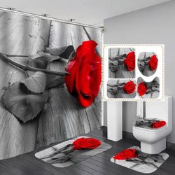 Waterproof Shower Curtains – 4-Piece Set, Various Colors