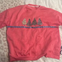 Plus Size Pink Xmas Tree Sweatshirt