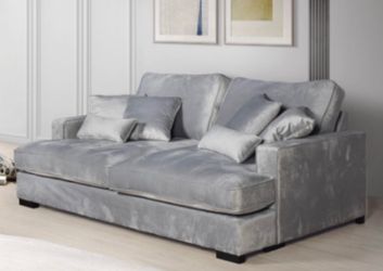 Over sized soft gray velvet love seat