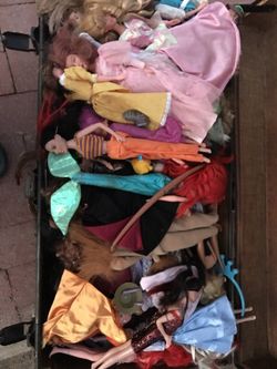 Different old Barbie dolls