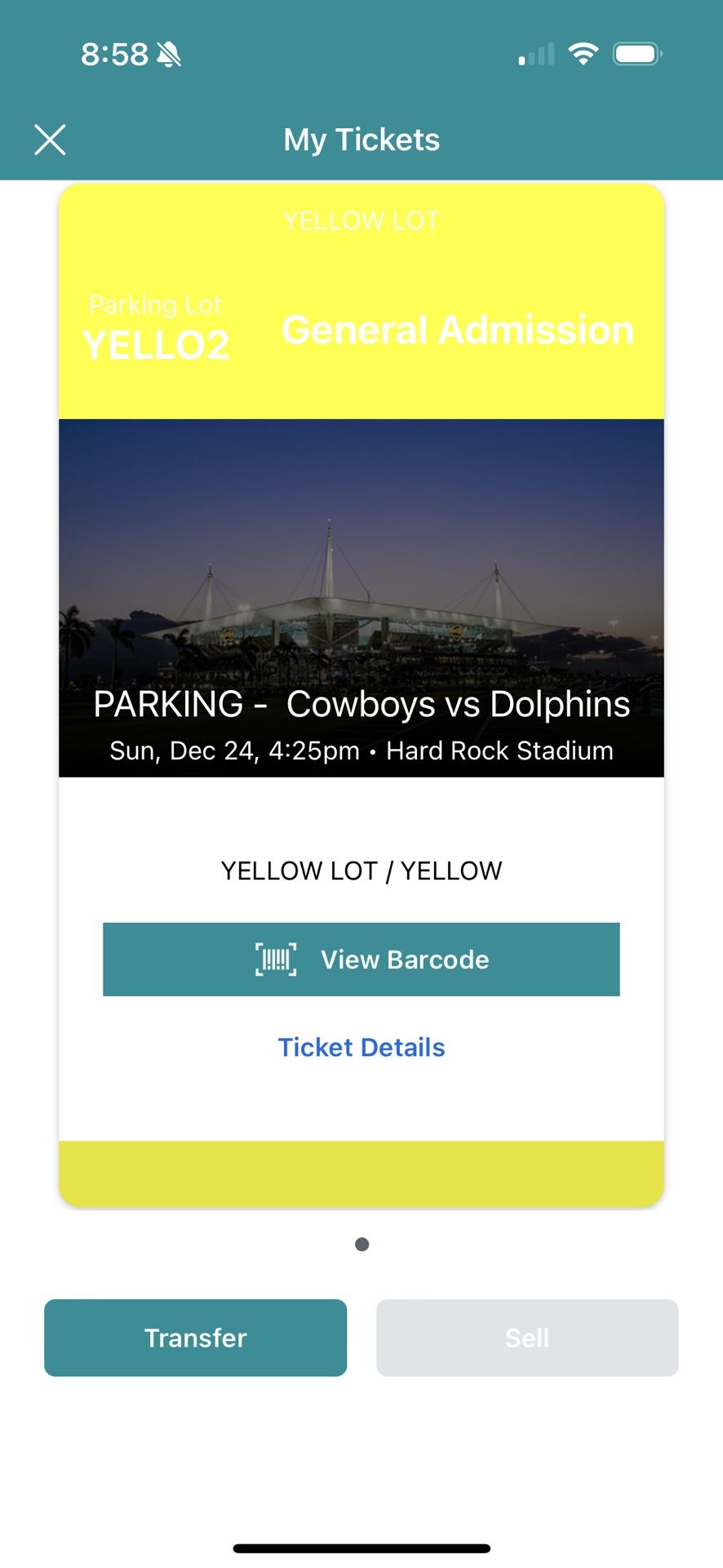 Cowboys Vs Dolphins Parking Pass