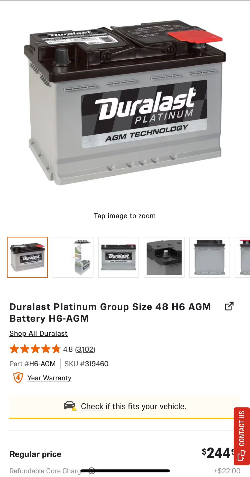 Duralast Platinum Battery