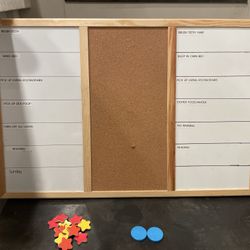 Kids Dry Erase Board + Chalk Board + Magnets
