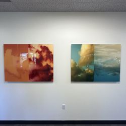 (2) MJ Lew Acrylic “Sky” Wall Art - 46”Lx35”H - Retail $3k
