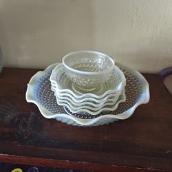 Anchor Hocking Moonstone Hobnail glass berry bowl
