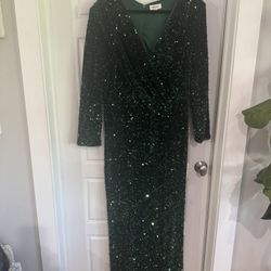 Plus Size Ruffle Sleeve V Neck Sequin Formal Dresses