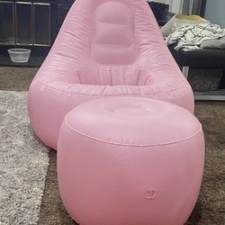 bbl pink inflatable chair with ottoman