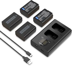4-Pack NP-FW50 Battery & Dual Charger for Sony Alpha A6400 ZV-E10