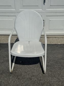 A Pair of Vintage White Metal Motel Chairs