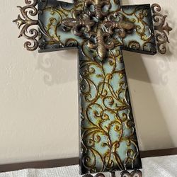 metal cross fleur-de-lis  30” H. 20” L