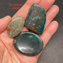 Bloodstone Jasper Worry & Polished Stones from India & Africa 3pcs 48g Total