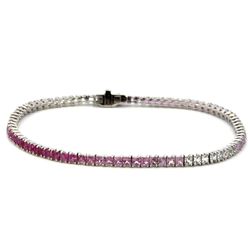 Woman’s Ladies 18k White Gold 5.15 CTW Pink White Sapphire Ombré Tennis Bracelet GP3119869