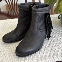 Sam Edelman Louie fringe leather bootie sz 8