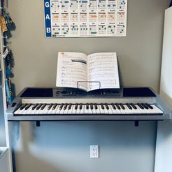 Electronic Piano Keyboard Bundle w/ Wall Shelf, Books, Stand & Adapter