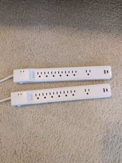 Commercial Electric TECH 6 ft. 7-Outlet Surge Protector with USB, White