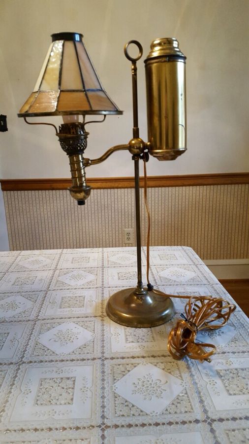 Vintage Brass Student Oil Lamp