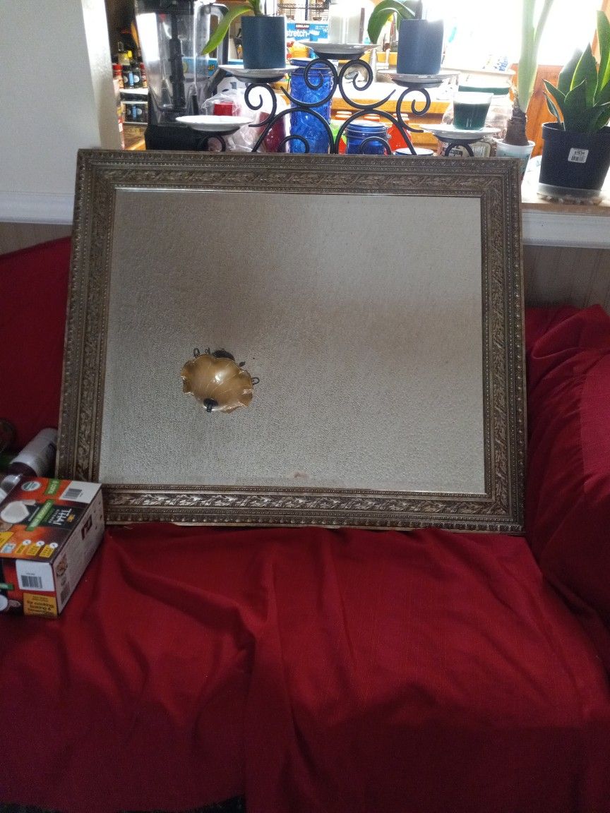 Nice Gold Frame Beveled Mirror 3 Ft Wide 30 In Tall Very Nice Old Mirror