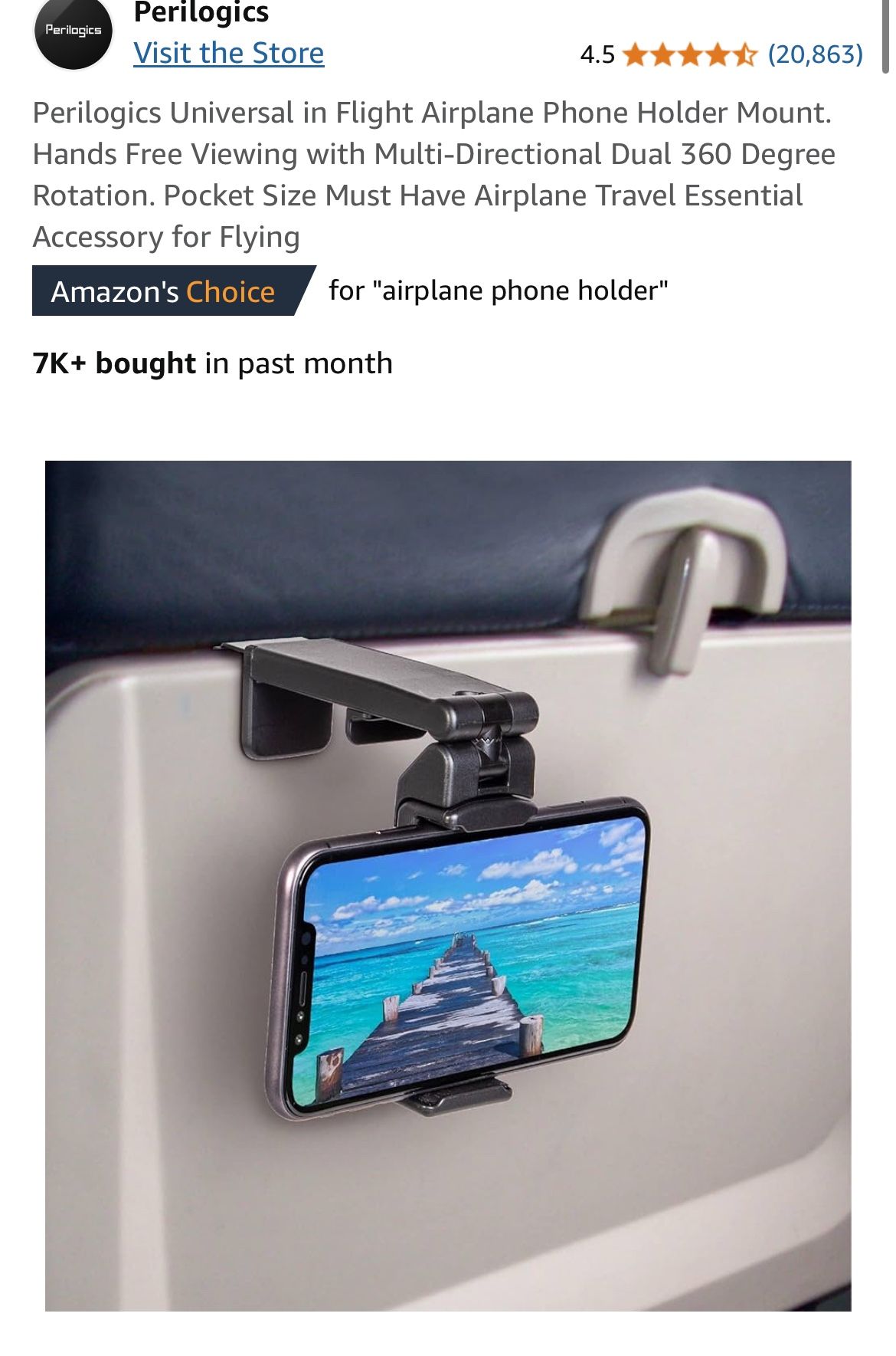 Universal airplane phone mount
